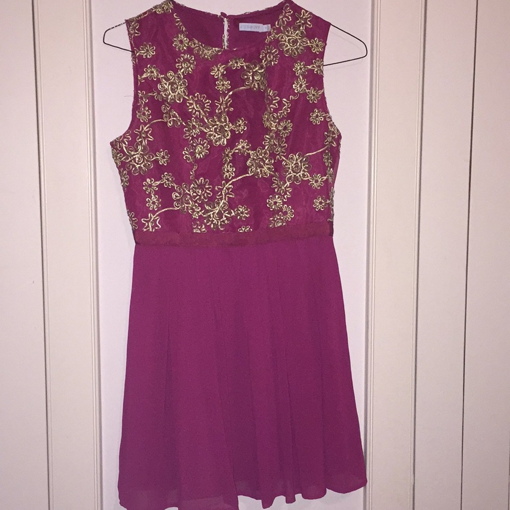 Pink and gold mini dress
